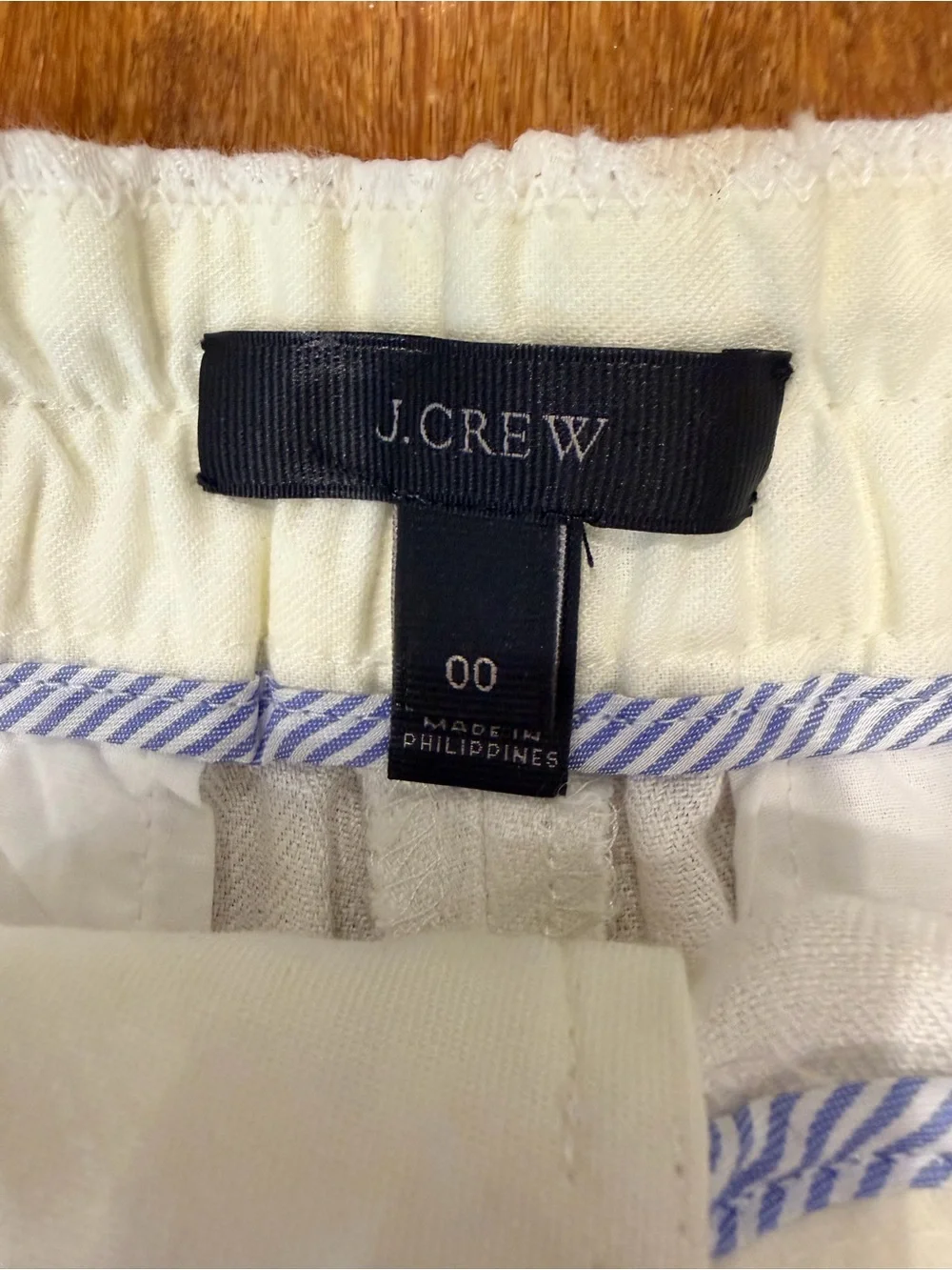 J. Crew White High-Rise Linen Blend Shorts with Button Details